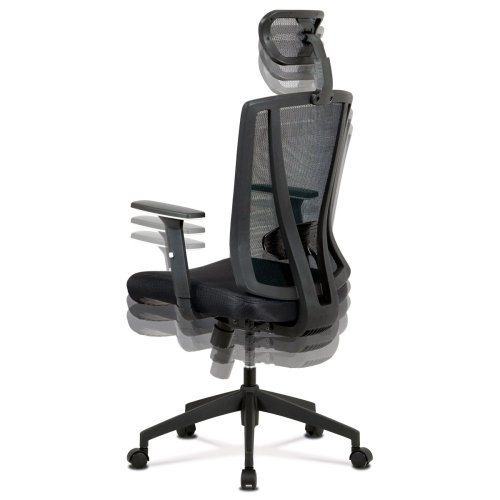 Kancelářská židle, černá MESH+síťovina, plastový kříž, synchronní mechanismus