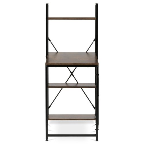 Stůl pracovní s regálem, MDF, dekor dub, černý kov