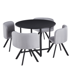 Jídelní set 1+4, černá/světle šedá, BEVAN NEW (0000354588) — Memela.cz