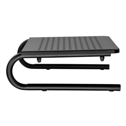 Podstavec pod monitor, prostor pro klávesnici, černý, ocel-plast, 20 kg nosnost, Powerton, ergo
