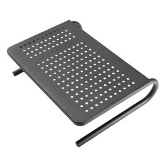 Podstavec pod monitor, prostor pro klávesnici, černý, ocel-plast, 20 kg nosnost, Powerton, ergo