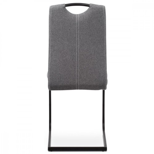 Jídelní židle, potah krémová látka, bílé prošití, kovová podnož, lanýžový lak - Brevné variany: Krémová