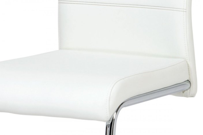 Jídelní židle, potah cappuccino ekokůže, kovová pohupová chromovaná podnož