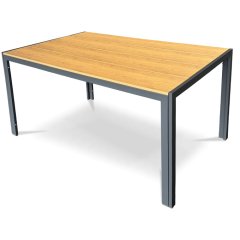 Stůl zahradní 150x90x73, deska polywood v dekoru dubu, šedá kovová konstrukce