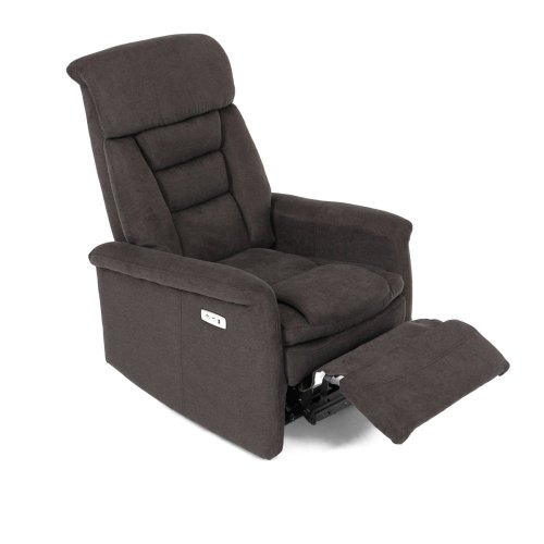 TV a relaxační křeslo s elektrickým ovládáním, potah hnědá látka