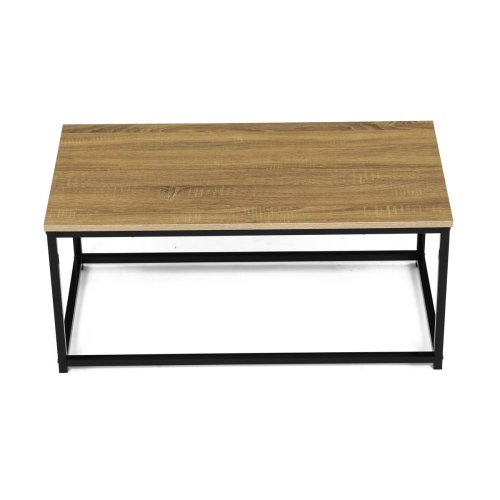 Stůl konferenční, 90x48x41 cm, MDF, dekor divoký dub, černý kov - Brevné variany: OLW