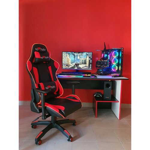 Herní židle s podsvícením RED FIGHTER C8 — černá/červená