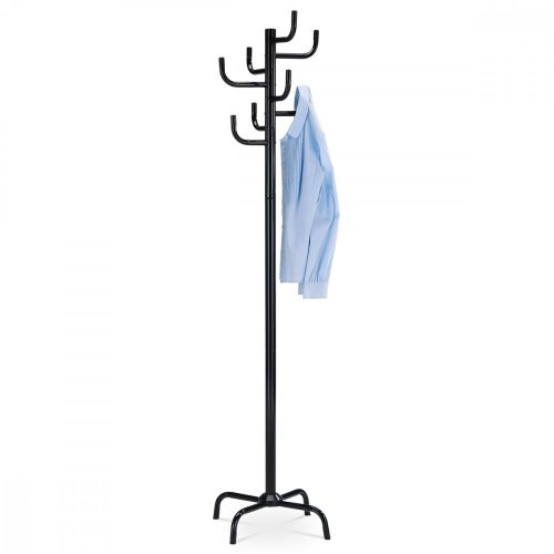 Věšák stojanový, kovová konstrukce, černý leský lak, výška 182 cm, nosnost 10 kg - Brevné variany: Černá
