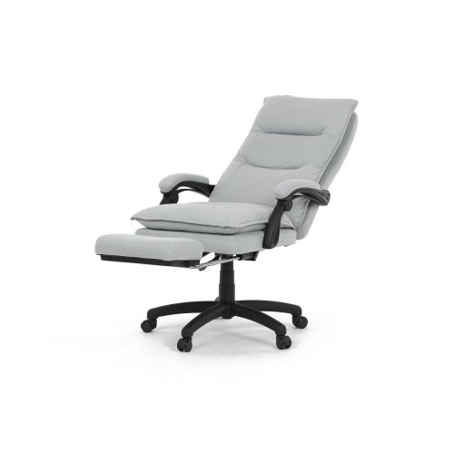 Kancelářské křeslo s podnožkou, potah šedá látka, PC mechanismus s aretací - Brevné variany: Stříbrná