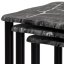 Přístavné a odkládací stolky, set 3 ks, deska černý mramor, kovové nohy, černý m - Brevné variany: Černá