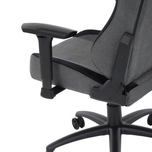 Herní křeslo, šedá látka, houpací mechanismus, polohování opěradla 90°-180°, 3D područky, polštáře z paměťové pěny, nosn - Brevné variany: Stříbrná