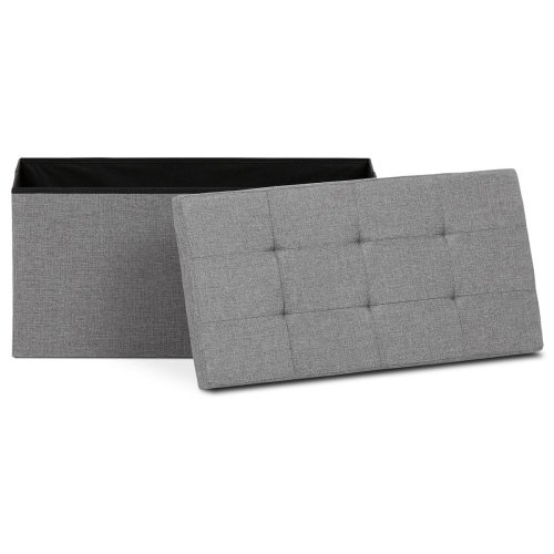 Taburet s úložným prostorem, látka černá - Brevné variany: Šedá