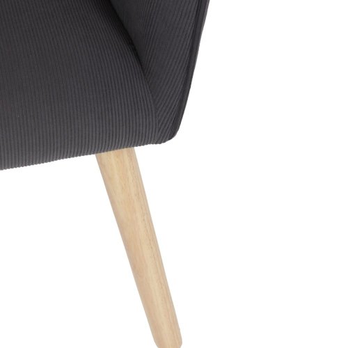 Křeslo, potah modrá manšestrová látka, dřevěné nohy, masiv kaučukovník - Brevné variany: Šedá