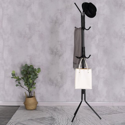 Stojanový věšák s výškou 170,5 cm — černá