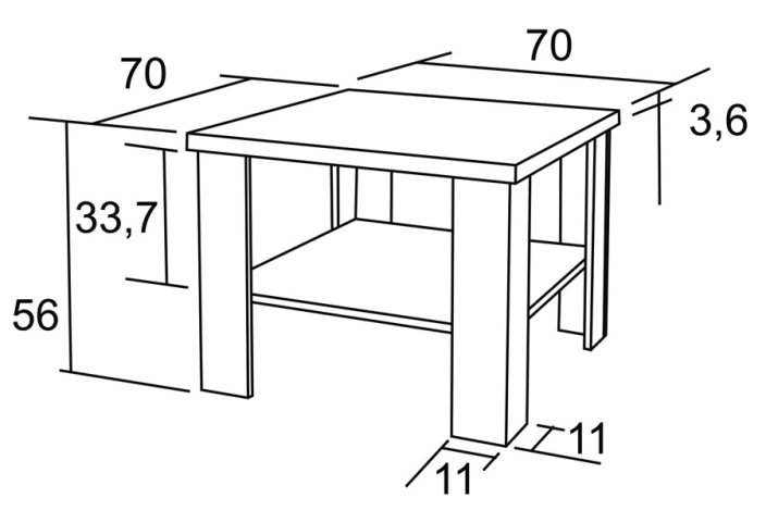 Konferenční stůl K133 Albert 70×70 — více barev - Dekor Bradop: Dub sonoma
