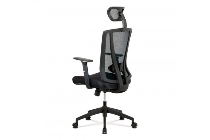 Kancelářská židle, černá MESH+síťovina, plastový kříž, synchronní mechanismus