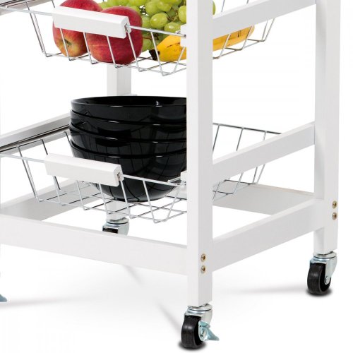 Servírovací stolek s kolečky Autronic DR-043 — bílá / masiv
