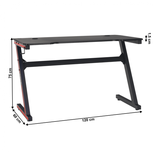 Herní stůl MACKENZIE, černá  — více variant - Šířka: 120 cm