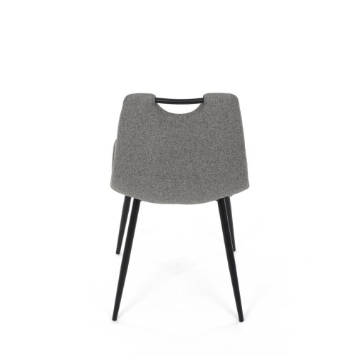 Židle jídelní, madlo, snadno čistitelná šedá látka, černý matný lak, kovové nohy - Brevné variany: Zelená