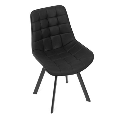 Židle jídelní, černá látka v dekoru broušené kůže, černý kov - Brevné variany: GRN3