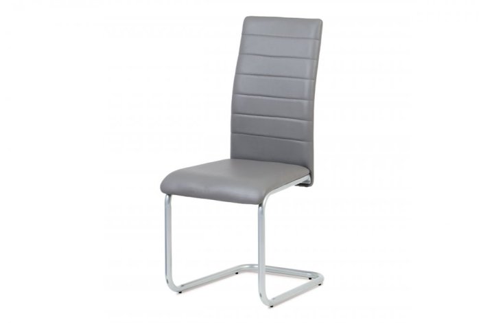 Jídelní židle, potah černá ekokůže, kovová podnož, šedý matný lak - Brevné variany: Bílá