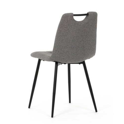 Židle jídelní, madlo, snadno čistitelná šedá látka, černý matný lak, kovové nohy - Brevné variany: Zelená