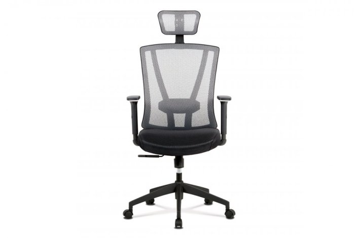 Kancelářská židle, černá MESH+síťovina, plastový kříž, synchronní mechanismus