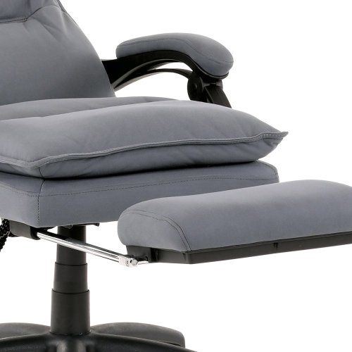 Kancelářské křeslo s podnožkou, potah šedá látka, PC mechanismus s aretací - Brevné variany: Stříbrná