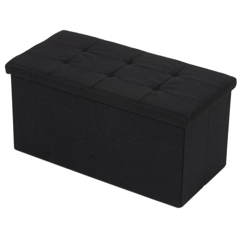 Taburet s úložným prostorem, látka černá - Brevné variany: Šedá