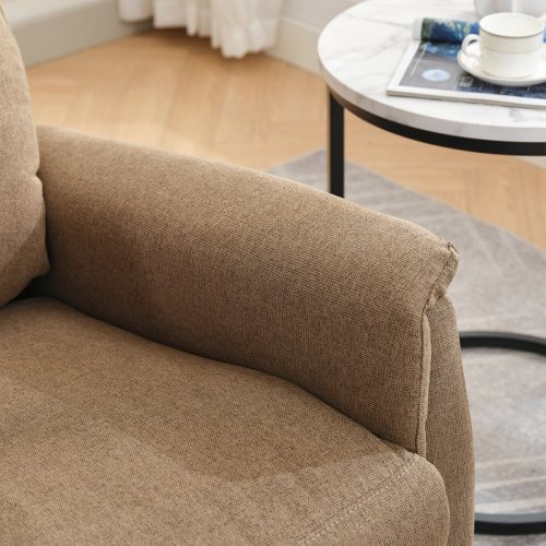 Relaxační křeslo, manuální ovládání, hnědá látka - Brevné variany: Stříbrná