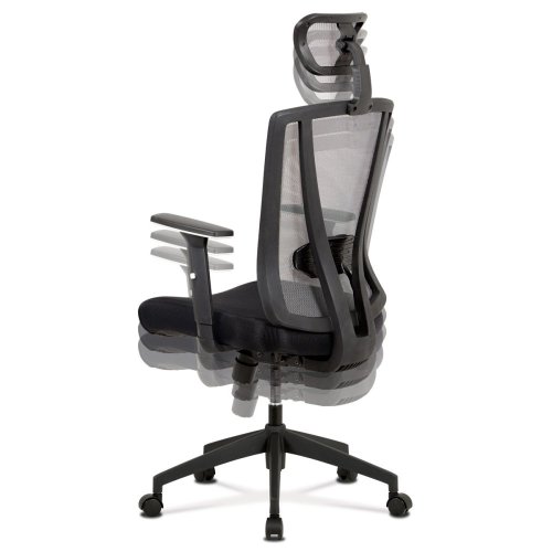 Kancelářská židle, černá MESH+síťovina, plastový kříž, synchronní mechanismus