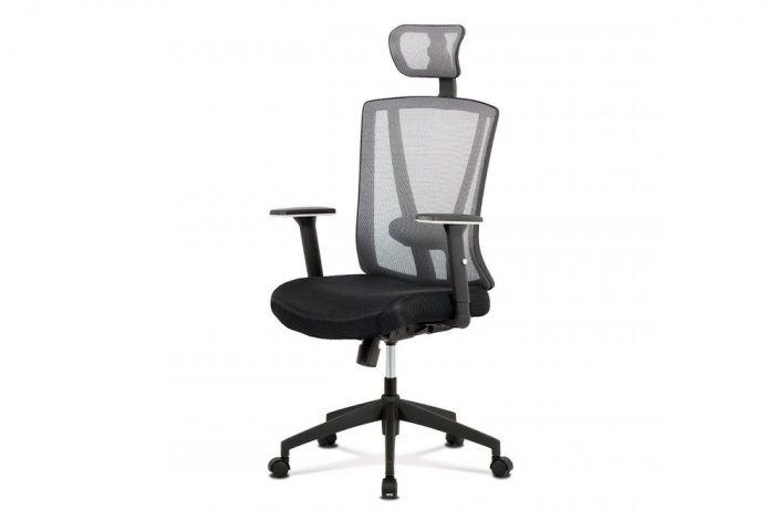 Kancelářská židle, černá MESH+síťovina, plastový kříž, synchronní mechanismus