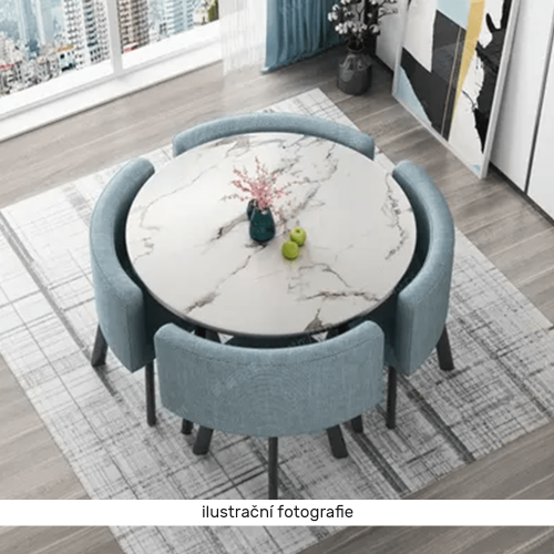 Jídelní set 1+4, černá/světle šedá, BEVAN NEW (0000354588) — Memela.cz