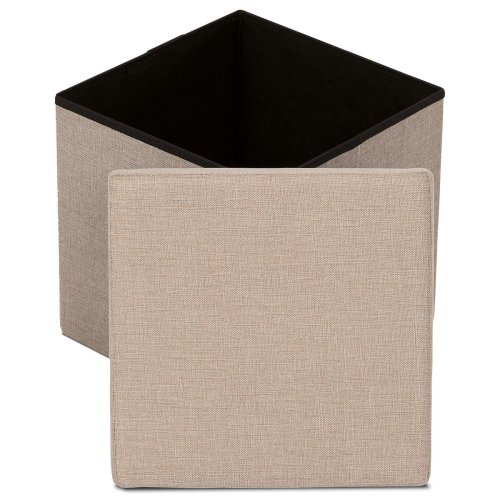 Taburet s úložným prostorem, látka černá - Brevné variany: Šedá