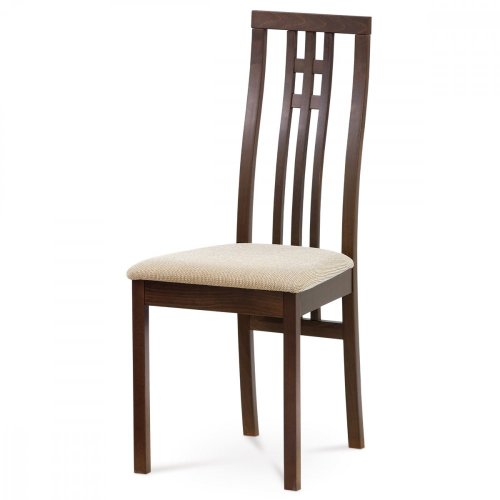 Jídelní židle, masiv buk, moření tmavý buk, látkový béžový potah - Brevné variany: Bílá