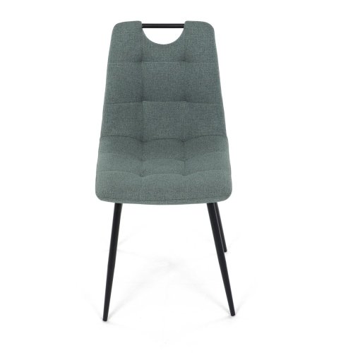 Židle jídelní, madlo, snadno čistitelná šedá látka, černý matný lak, kovové nohy - Brevné variany: Zelená