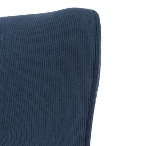 Křeslo, potah modrá manšestrová látka, dřevěné nohy, masiv kaučukovník - Brevné variany: Zelená