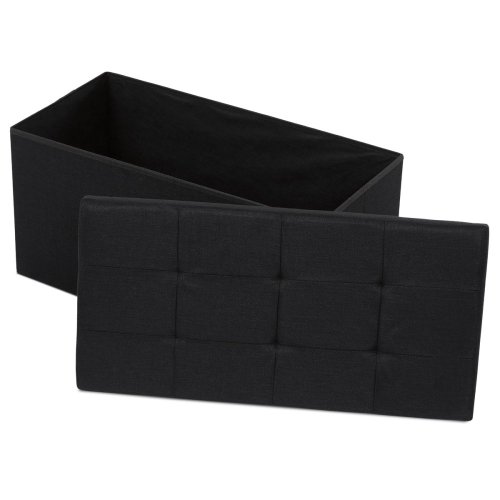 Taburet s úložným prostorem, látka černá - Brevné variany: Šedá