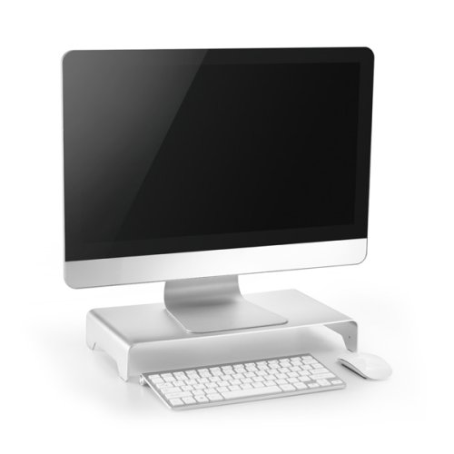 Podstavec pod monitor, minimalistický, stříbrný, hliník, 10 kg nosnost, Powerton, ergo