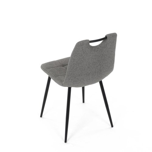 Židle jídelní, madlo, snadno čistitelná šedá látka, černý matný lak, kovové nohy - Brevné variany: Zelená