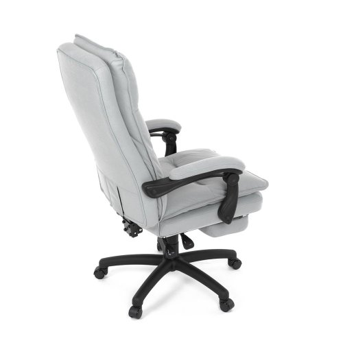Kancelářské křeslo s podnožkou, potah šedá látka, PC mechanismus s aretací - Brevné variany: Stříbrná