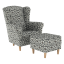 Křeslo ušák s taburetem, látka patchwork N1, ASTRID (0000108693) — Memela.cz