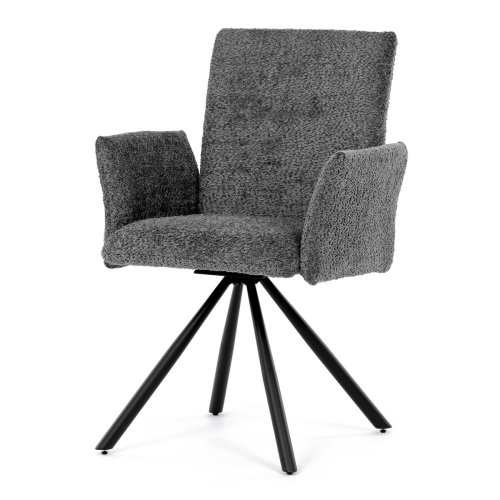 Židle jídelní, krémová látka, černý kov, otočný mechanismus 90°/90° (L/P) - funkce reset - Brevné variany: Krémová