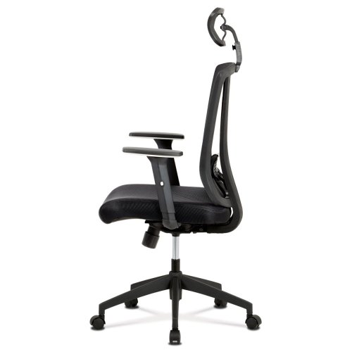 Kancelářská židle, černá MESH+síťovina, plastový kříž, synchronní mechanismus