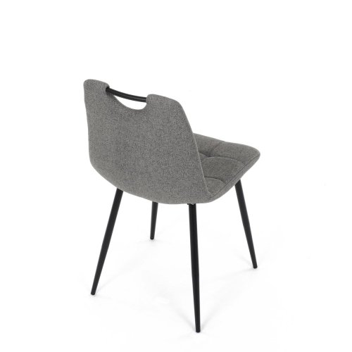 Židle jídelní, madlo, snadno čistitelná šedá látka, černý matný lak, kovové nohy - Brevné variany: Zelená