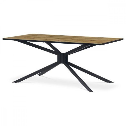 Jídelní stůl, 180x90x75 cm, MDF deska, dekor šedý mramor,  kovovová hvězdicová podnož, černý mat - Brevné variany: Šedá