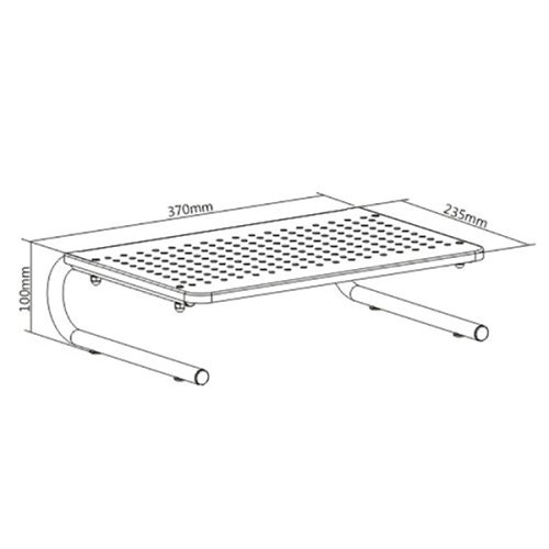 Podstavec pod monitor, prostor pro klávesnici, černý, ocel-plast, 20 kg nosnost, Powerton, ergo