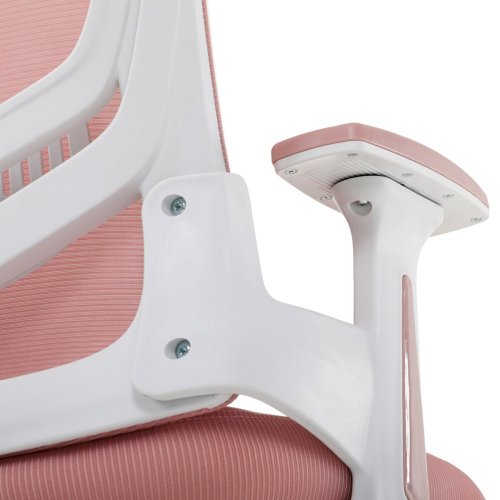 Kancelářská židle, šedá síťovina, bílý plast, kolečka na tvrdé podlahy, 2D područky