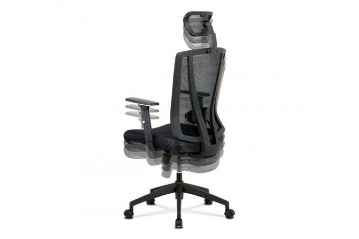 Kancelářská židle, černá MESH+síťovina, plastový kříž, synchronní mechanismus