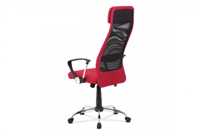 Kancelářská židle, bordó látka a černá síťovina MESH, houpací mech., kovový kříž - Brevné variany: Bordo